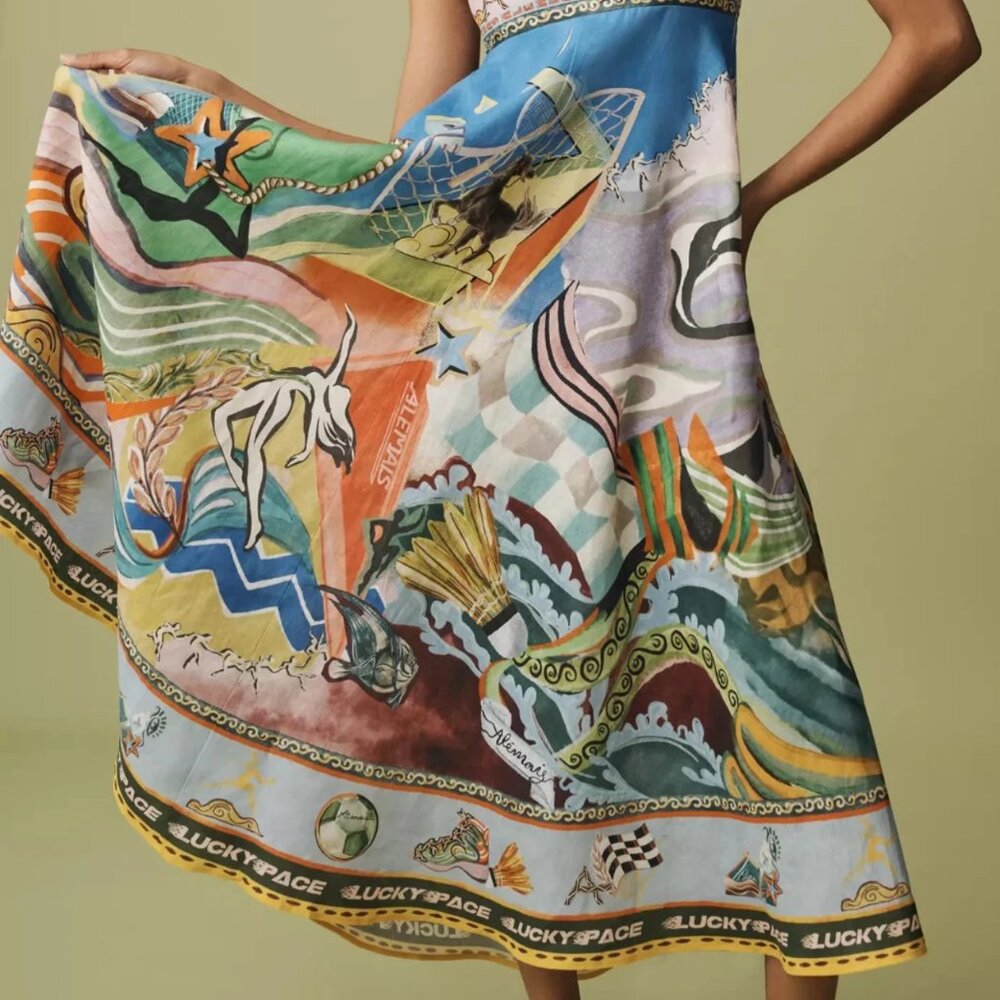 ALÉMAIS Lucky Pace Shirred Linen Midi Sun Dress by Anthropologie - Picture 5 of 8